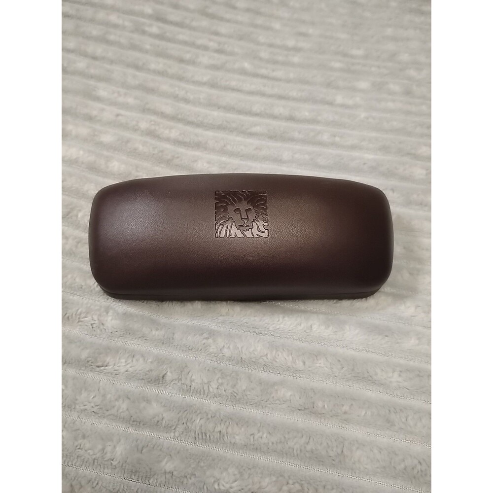 Anne Klein Designer Brown Eyeglasses Lion Lined Designer Hard Clam Shell Case
